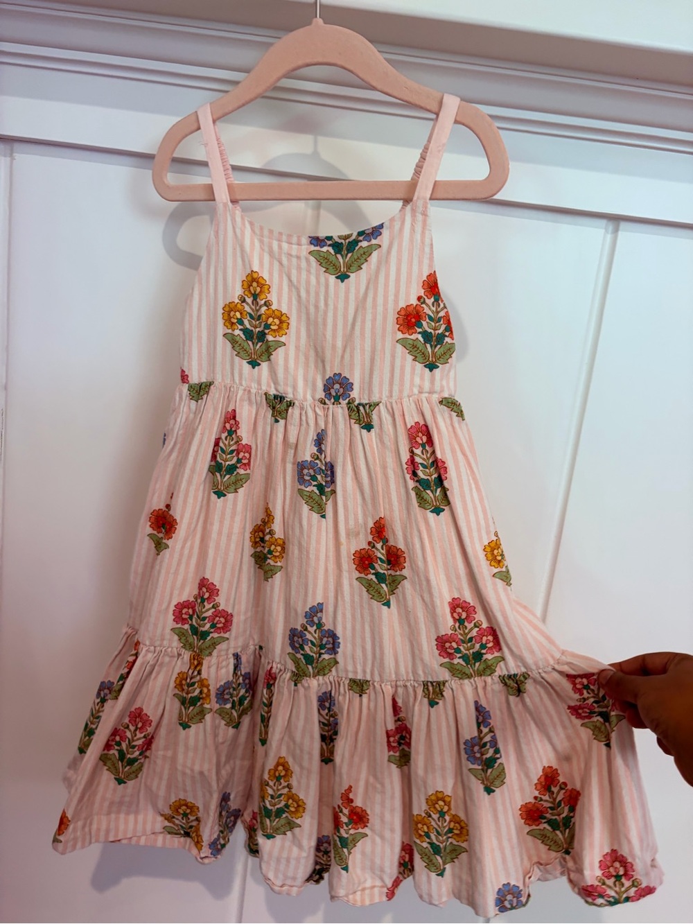 Boden Pink Striped Sundress with Multicolor Floral Print